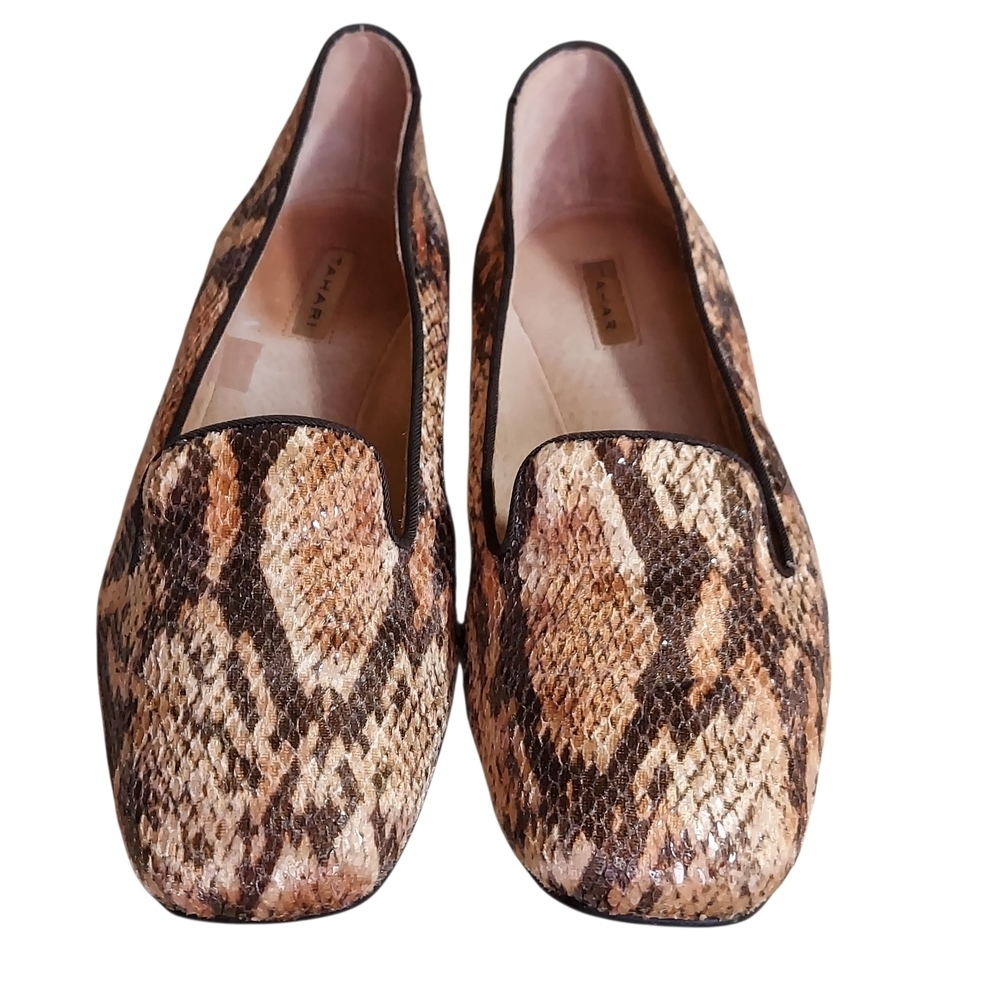 Tahari Women’s Clementine Snake Print Smoking Slippers Loafers Flats Shoes